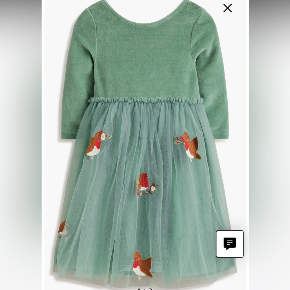 Mini Boden Applique Velvet Tulle Dress size 2-3